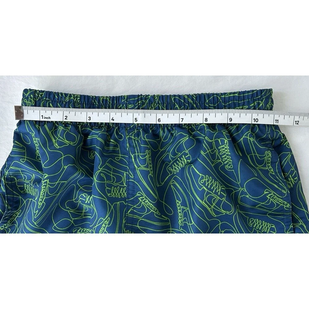 New Without Tags Nike Boys Swim Trunks Size M Blue/Neon Green Graphic Lined